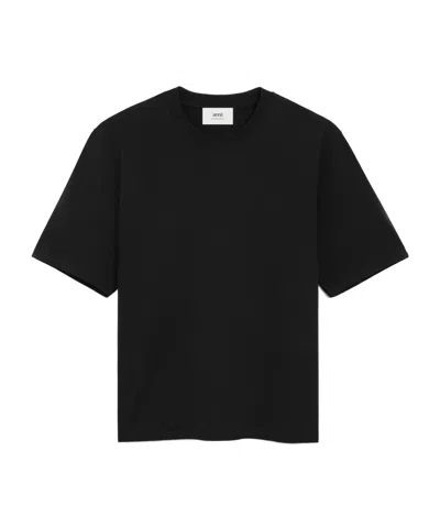 AMI ALEXANDRE MATTIUSSI BLACK COTTON AMI DE COEUR T-SHIRT
