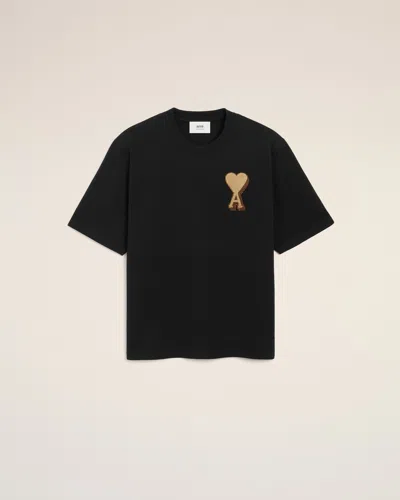 Ami Alexandre Mattiussi Black Cotton Ami De Coeur T-shirt Black