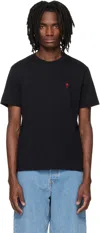 Ami Alexandre Mattiussi Ami Paris Men Black T-shirt With Ami De Coeur Embroidery On The Front In Cotton Man In Black