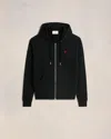Ami Alexandre Mattiussi Zip-up Hoodie With Kangaroo Pocket And Drawstring Hood In Black