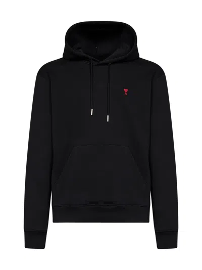 Ami Alexandre Mattiussi Ami Paris Cotton Hoodie With Embroidered Logo And Kangaroo Pocket In Blue