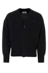 AMI ALEXANDRE MATTIUSSI BLACK COTTON BLEND CARDIGAN