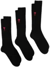 Ami Alexandre Mattiussi Pack Of 3 Adc Cotton Blend Socks In Black