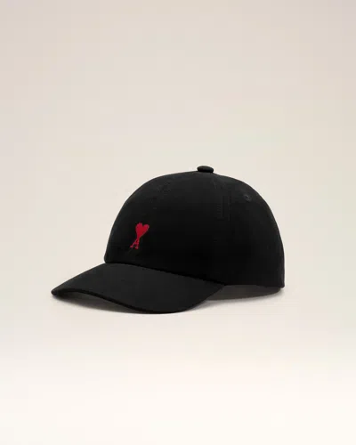 Ami Alexandre Mattiussi Black Cotton Cap With Ami De Coeur Black