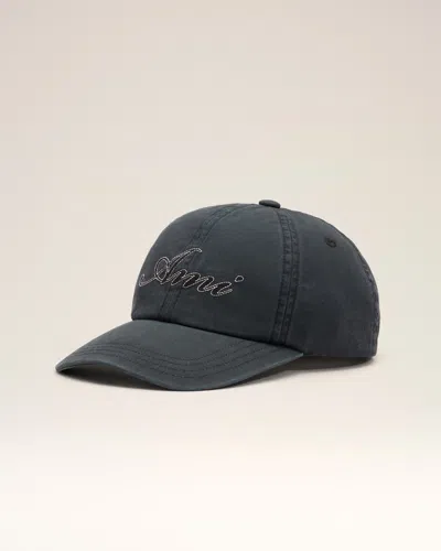 Ami Alexandre Mattiussi Black Cotton Cap With Ami Paris Emboirery Black