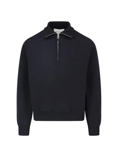 Ami Alexandre Mattiussi Black Cotton Half-zip Sweatshirt