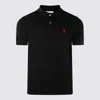 Ami Alexandre Mattiussi Ami Paris Men Black Polo Shirt With Adc Embroidery At The Front In Cotton Man In Black