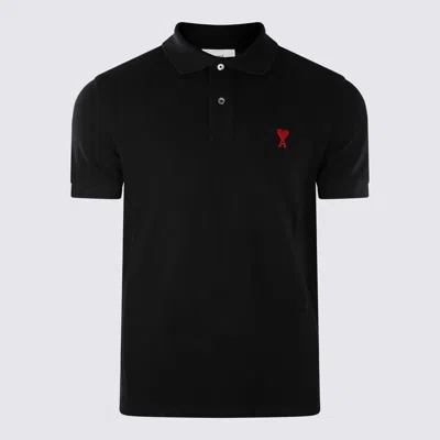AMI ALEXANDRE MATTIUSSI BLACK COTTON POLO SHIRT