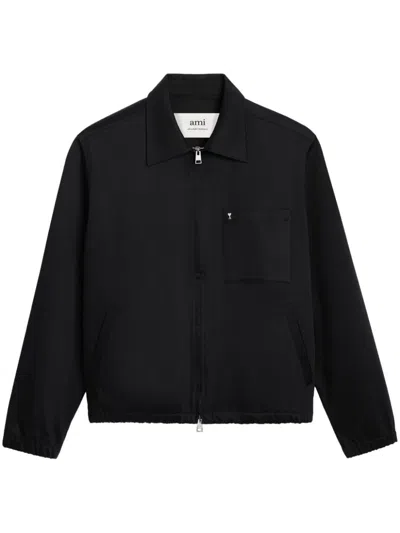 Ami Alexandre Mattiussi Black Cotton-satin Shirt Jacket