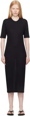 Ami Alexandre Mattiussi Black Cotton Short Sleeve Maxi Dress