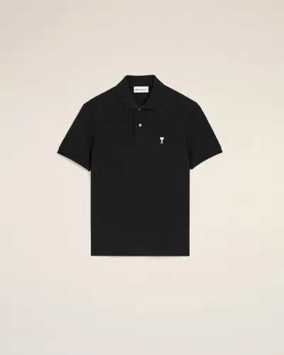 Ami Alexandre Mattiussi Black Cotton Short Sleeves Ami De Coeur Polo Shirt Black