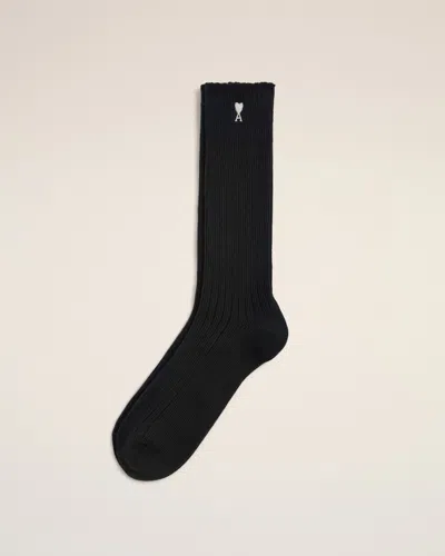 Ami Alexandre Mattiussi Black Cotton Socks With Ami De Coeur Black