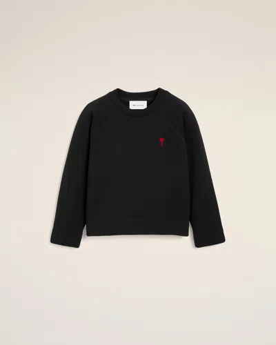 Ami Alexandre Mattiussi Kids' Black Cotton Sweatshirt With Ami De Coeur Black