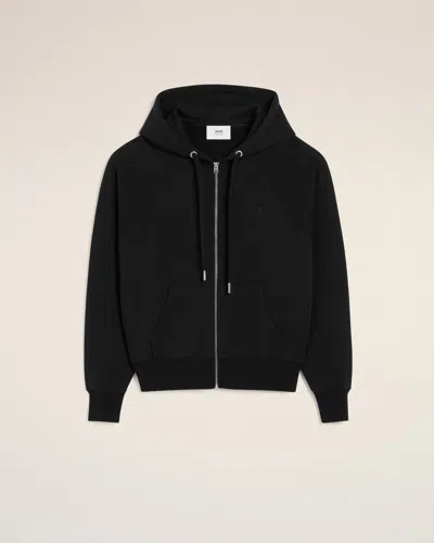 Ami Alexandre Mattiussi Black Cotton Tonal Ami De Coeur Hoodie Black