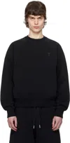 Ami Alexandre Mattiussi Tonal Ami De Coeur Crew Neck Sweater In 001 Wool Gabardine B