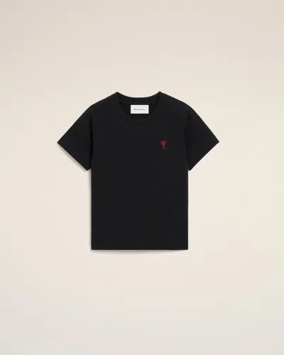 Ami Alexandre Mattiussi Black Cotton T-shirt With Ami De Coeur Black