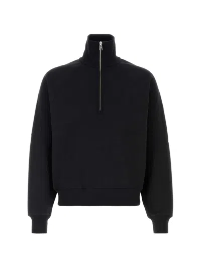 Ami Alexandre Mattiussi Black Cotton Zipped Sweatshirt With Embossed Ami De Coeur