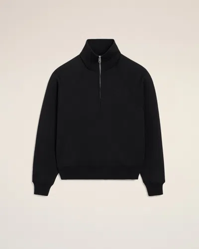 Ami Alexandre Mattiussi Black Cotton Zipped Sweatshirt With Embossed Ami De Coeur Black