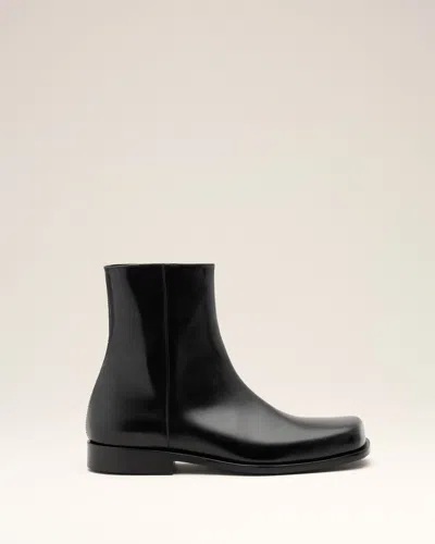 Ami Alexandre Mattiussi Black Cow Leather Ankle Boots Black