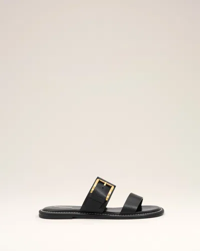 Ami Alexandre Mattiussi Black Cow Leather Buckle Sandals Black