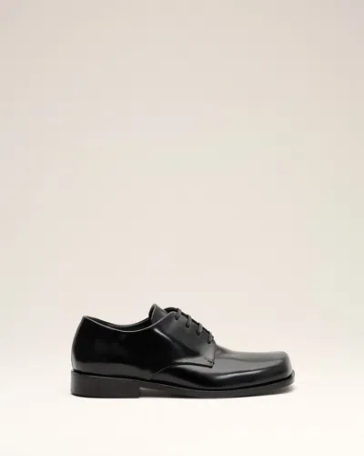 Ami Alexandre Mattiussi Black Cow Leather Derbies Shoes Black
