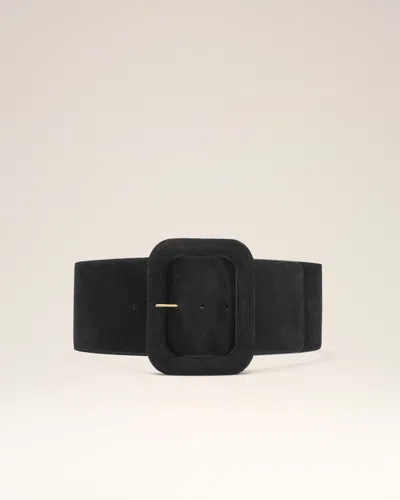 Ami Alexandre Mattiussi Rectangular-buckle Suede Belt In Black
