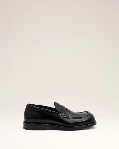 Ami Alexandre Mattiussi Black Cow Leather Loafers Black