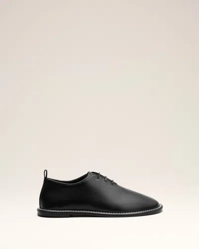 Ami Alexandre Mattiussi Black Cow Leather Midi Derbies Shoes Black
