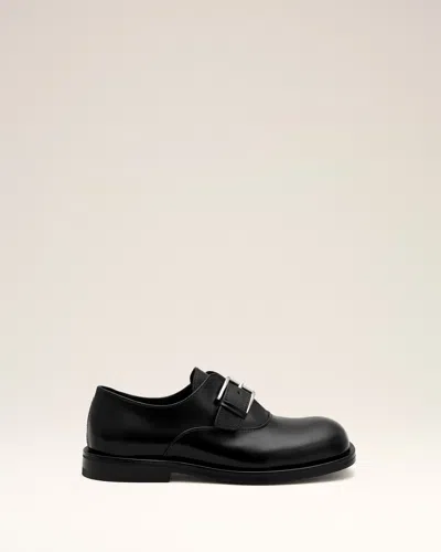 Ami Alexandre Mattiussi Black Cow Leather Monk Strap Shoes Black