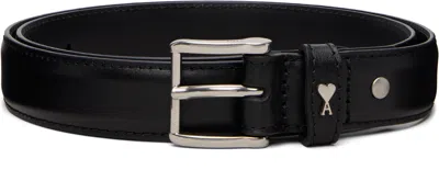 Ami Alexandre Mattiussi Black Cowhide Leather Paris Paris Belt In Pattern