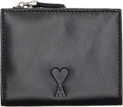 Ami Alexandre Mattiussi Black Cowhide Leather 'voulez-vous' Folded Wallet