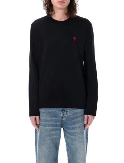 Ami Alexandre Mattiussi Black Crewneck Logo T-shirt