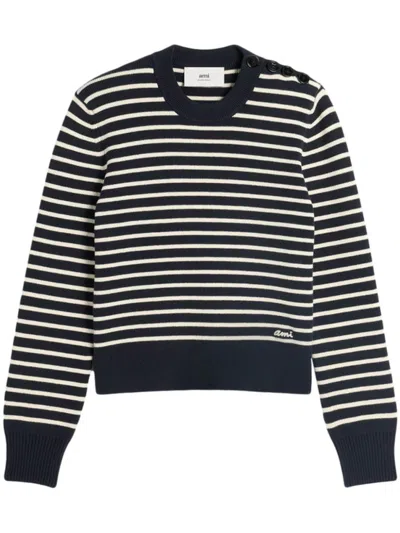 AMI ALEXANDRE MATTIUSSI BLACK CREWNECK SWEATER