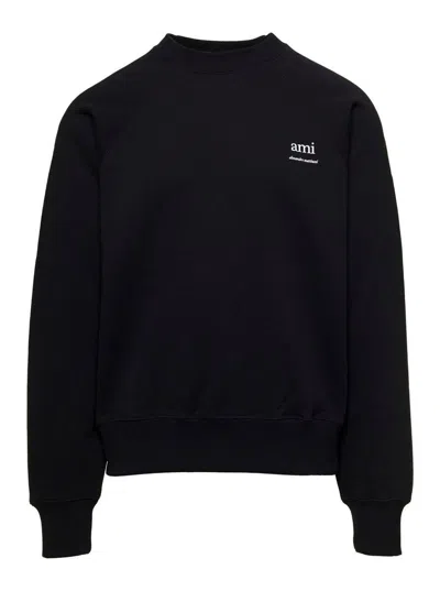 Ami Alexandre Mattiussi Black Crewneck Sweatshirt With Logo Lettering Detail On The Front And Adc Logo Embroidery On The Rea