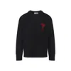 Ami Alexandre Mattiussi Ami Felted Wool Sweater With Heart And Logo Detail In Black