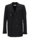 AMI ALEXANDRE MATTIUSSI BLACK DOUBLE BREASTED BLAZER WITH BUTTONS IN WOOL MAN