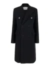 Ami Alexandre Mattiussi Ami Paris Black Double-breasted Coat With Peak Revers In Wool Woman In Black