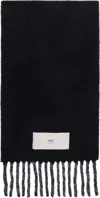 Ami Alexandre Mattiussi Black Double-sided Scarf In Black/001