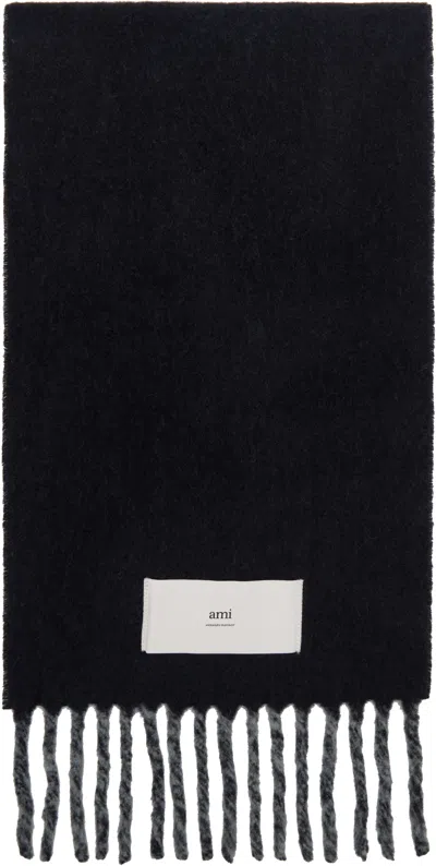 Ami Alexandre Mattiussi Black Double-sided Scarf In Black/001