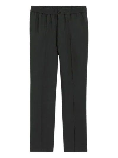 AMI ALEXANDRE MATTIUSSI BLACK ELASTICATED TROUSERS