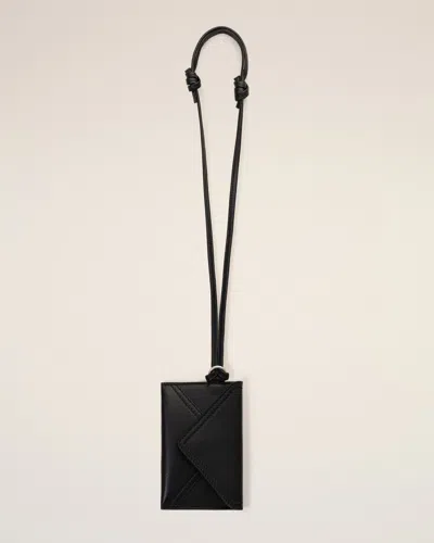 Ami Alexandre Mattiussi Black Etienne Strap Taurillon Leather Envelope Card Holder Black