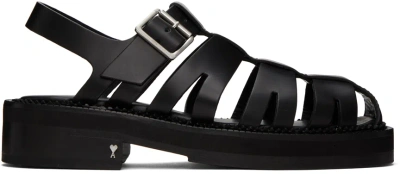 Ami Alexandre Mattiussi Black Fisherman Flat Sandals In 001 Black