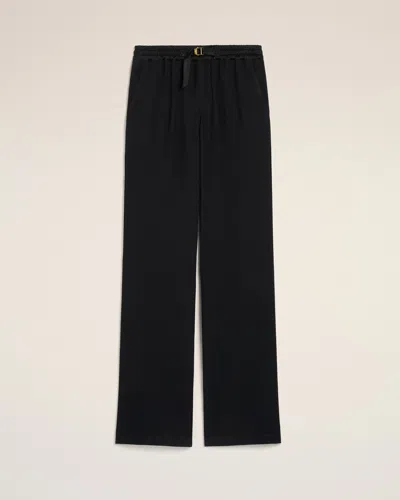 AMI ALEXANDRE MATTIUSSI BLACK FLARE FIT ELASTICATED TROUSERS BLACK