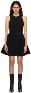 Ami Alexandre Mattiussi Black Flared Minidress In Black/chalk/0013
