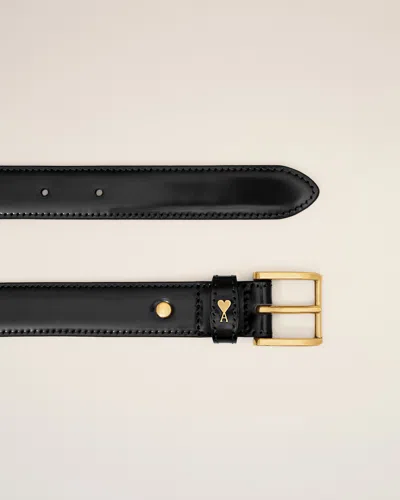 Ami Alexandre Mattiussi Black Glazed Leather Paris Paris 25 Mm Belt Black