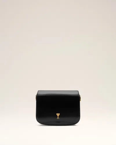 Ami Alexandre Mattiussi Black Glazed Leather Paris Paris Bag Black