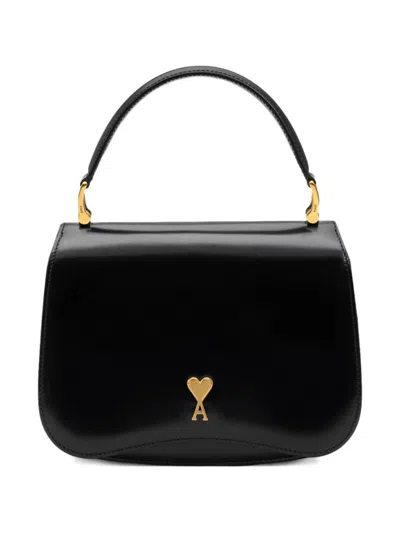 AMI ALEXANDRE MATTIUSSI BLACK GLAZED SATCHEL