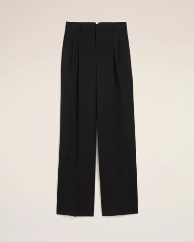 Ami Alexandre Mattiussi Black High-waisted Wide-leg Wool Trousers Black In Multi