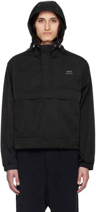 Ami Alexandre Mattiussi Logo-lettering Hooded Jacket In Black