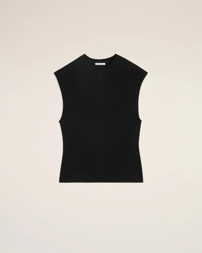 Ami Alexandre Mattiussi Black Jersey Sleeveless Fitted Top Black